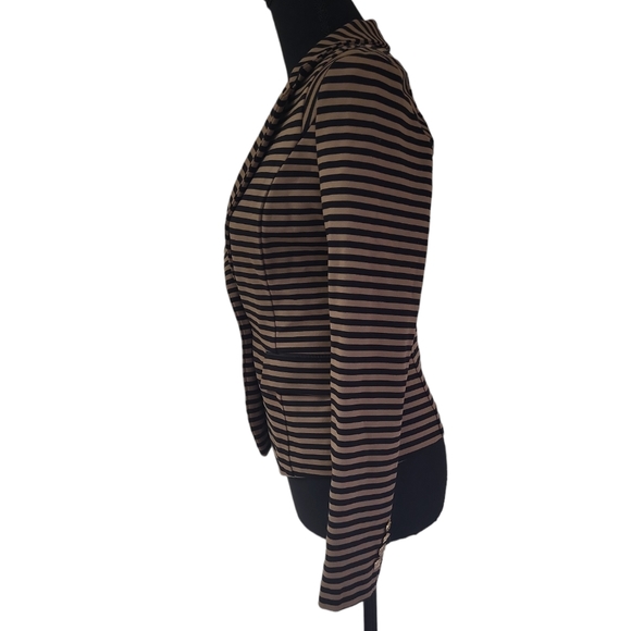 NWOT Naivee women's black & brown stripped with pockets blazer jacket top, XS - Picture 3 of 8